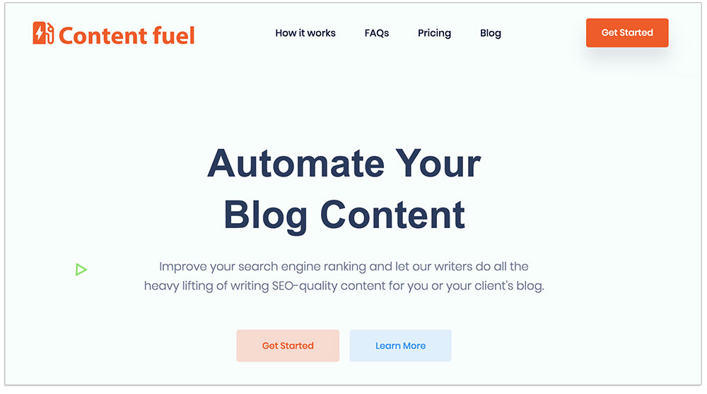 Content Fuel landing page