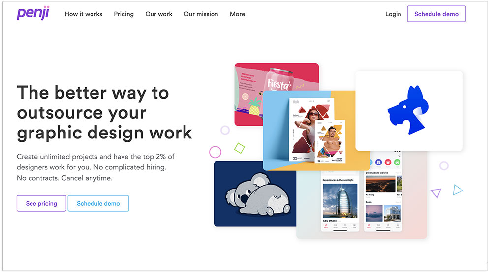 Penji unlimited graphic design landing page