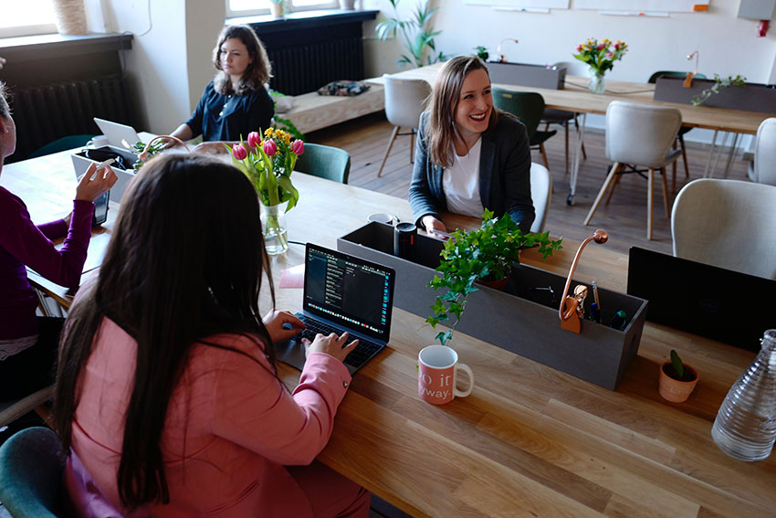 Office workers enjoying a healthy environment