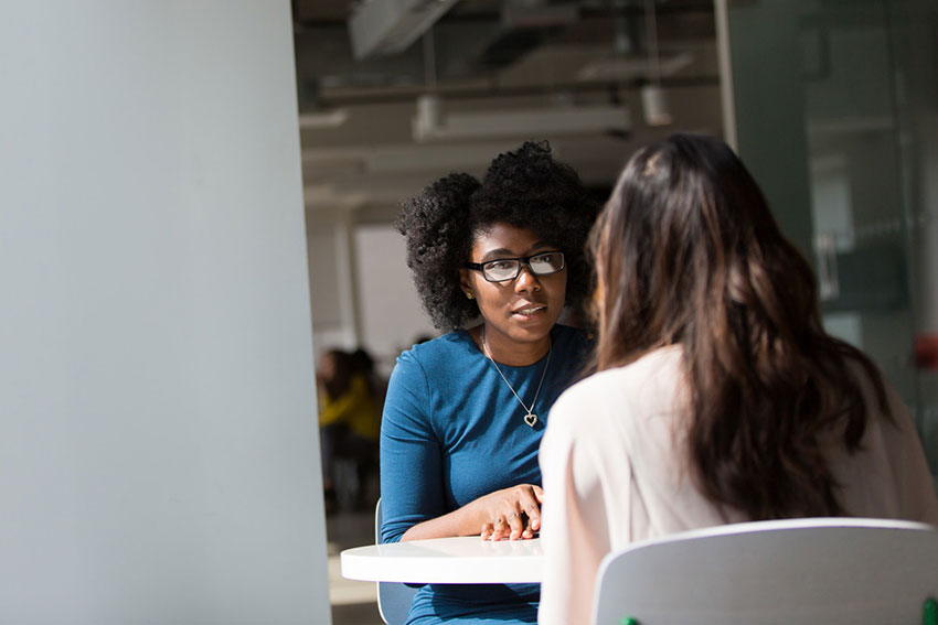 Two women having a meeting