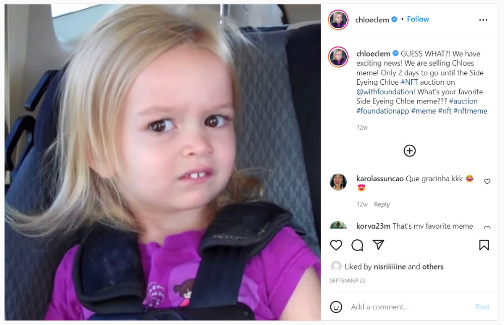 Girl Known as 'Side-Eyeing Chloe' Selling Famous Meme as NFT