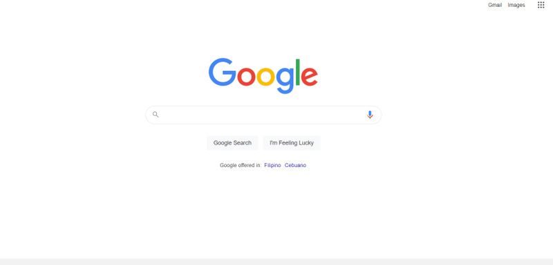 screenshot of google homepage