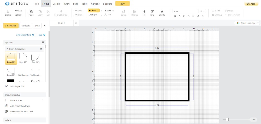 screenshot of smartdraw interface