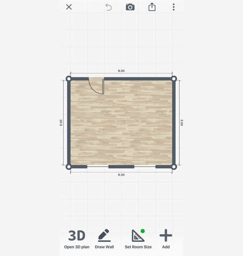 screenshot of room planner interface