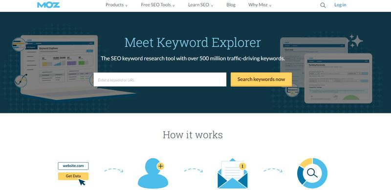 screenshot of moz keyword search tool page