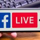 facebook logo with word live in red background