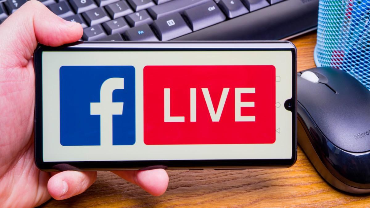 facebook logo with word live in red background
