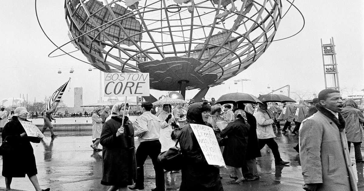black and white image of protestors