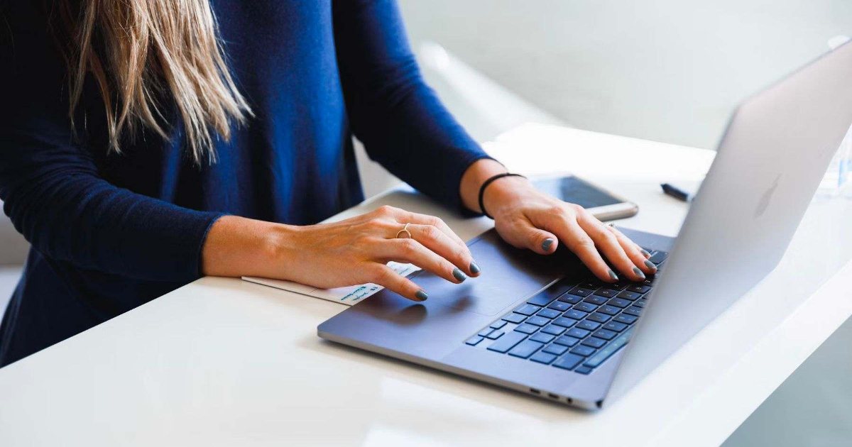 woman using a laptop