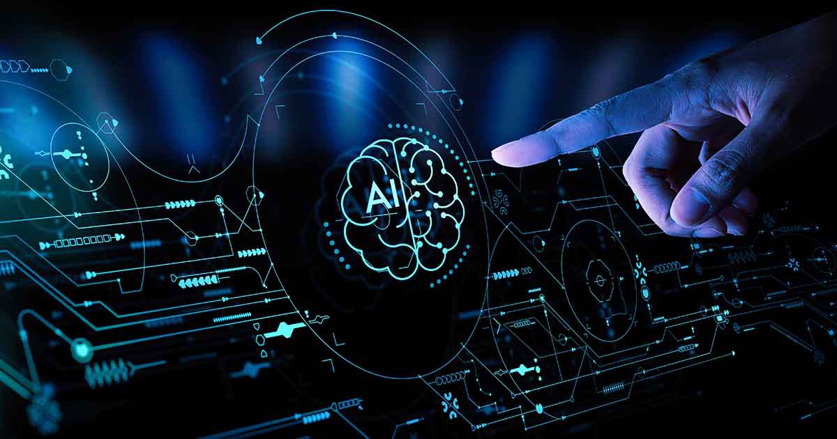 finger pointing at a digitized brain illustration