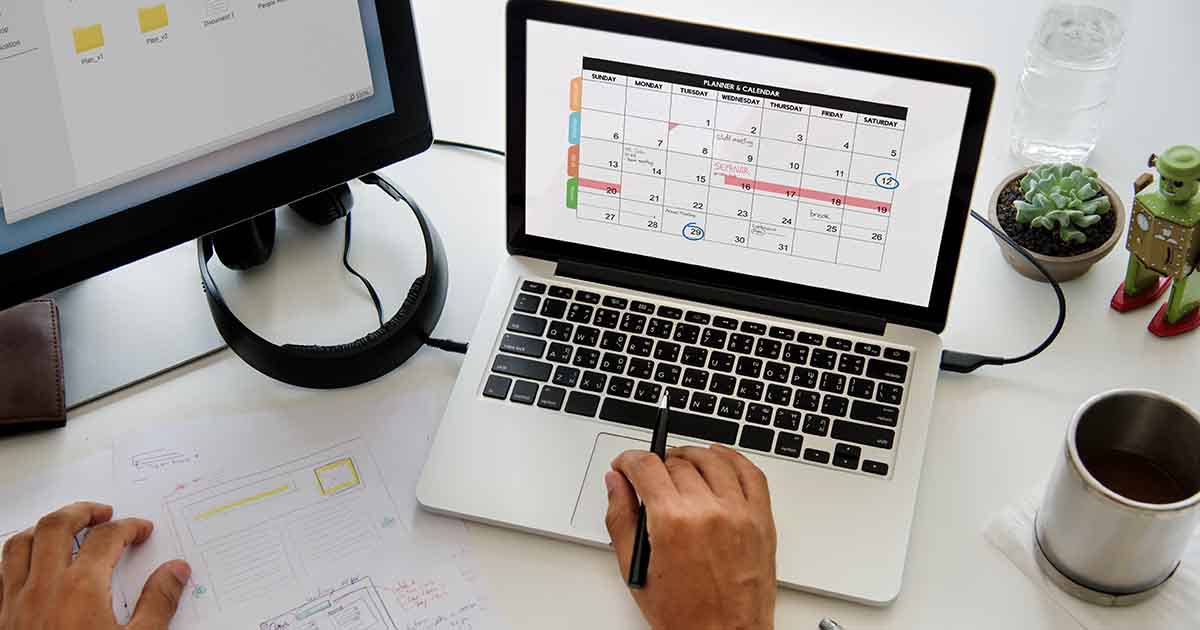 laptop showing a calendar