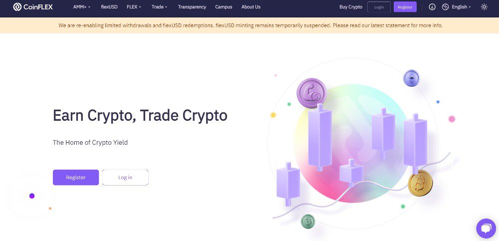 screenshot of coinflex website