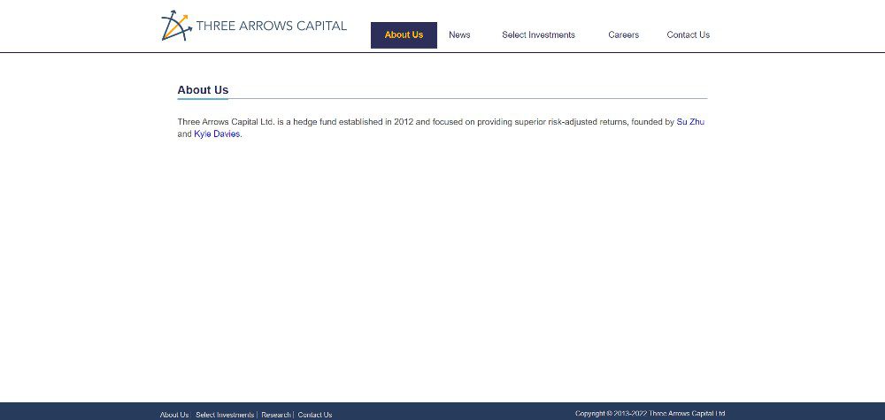 screenshot of three arrows capital website