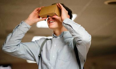 person using a cardboard vr headset