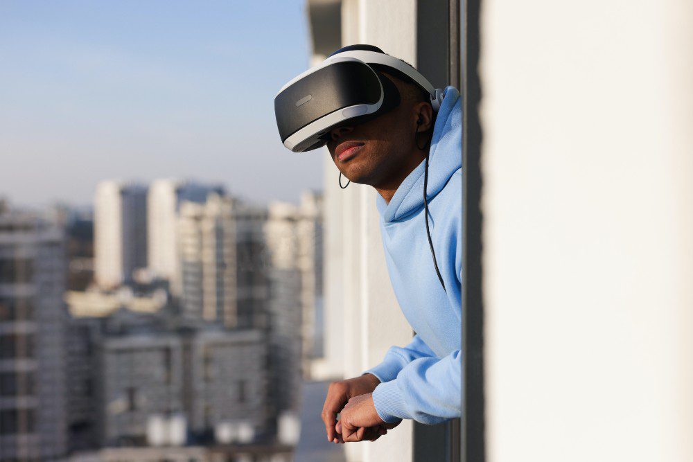 person wearing a vr headset