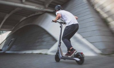 person riding a scooter