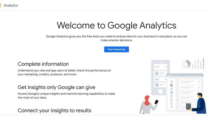 google analytics homepage