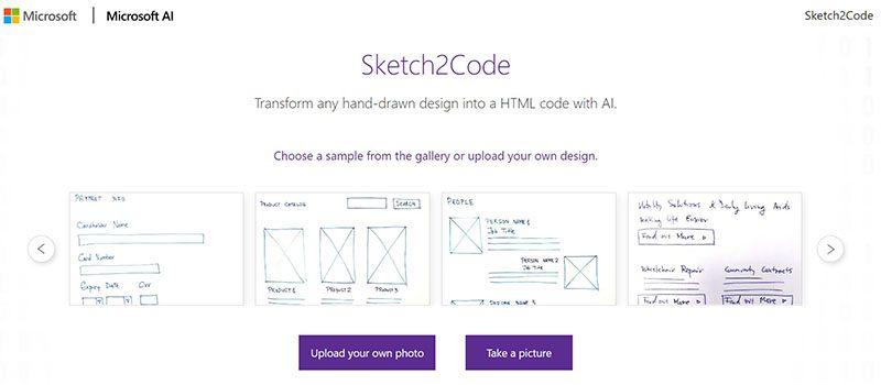 sketch2code screenshot