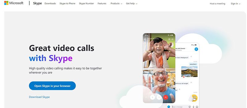 skype homepage screenshot