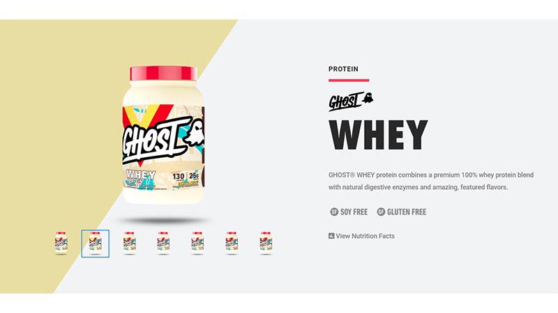 ghost whey protein website screenshot