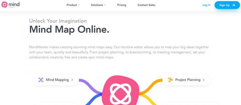 Top 10 Workflow Mapping Tools - 1. Mindmiester Homepage Screenshot 768x336 