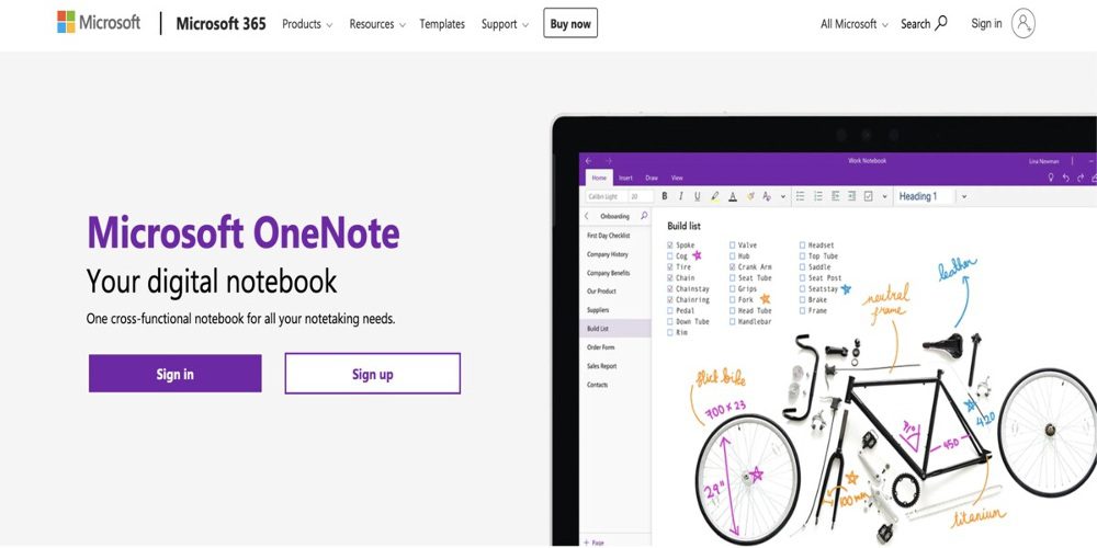 microsoft onenote screenshot