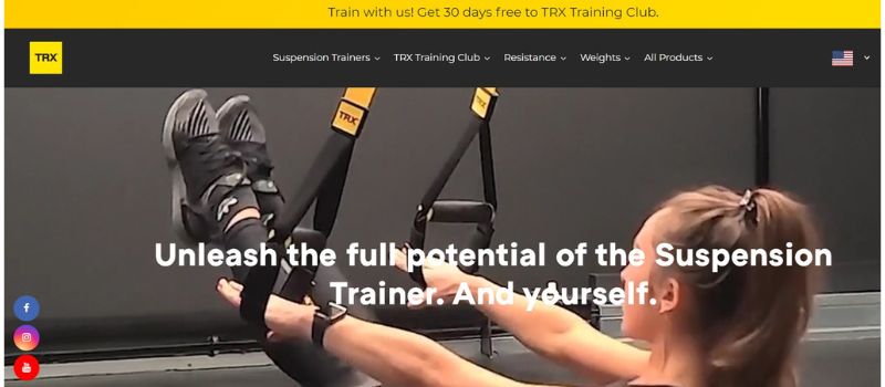 TRX training club homepage