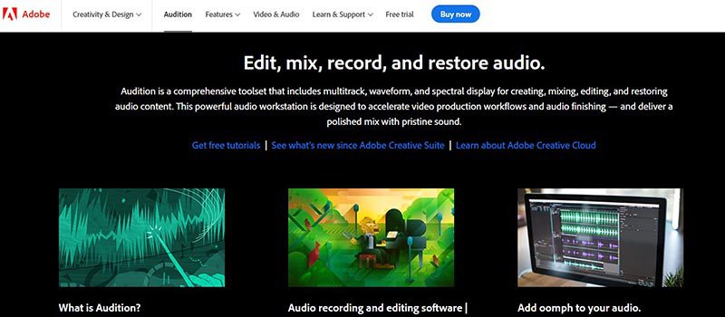 Adobe Audition homepage