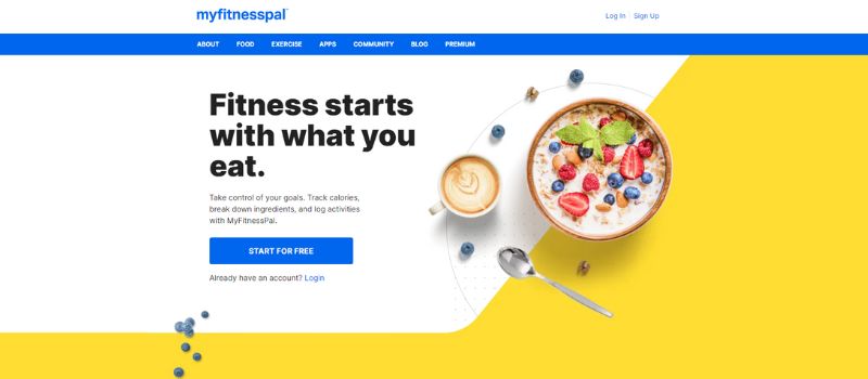 MyFitnessPal homepage