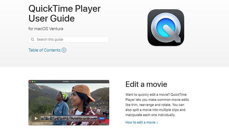 Quicktime homepage