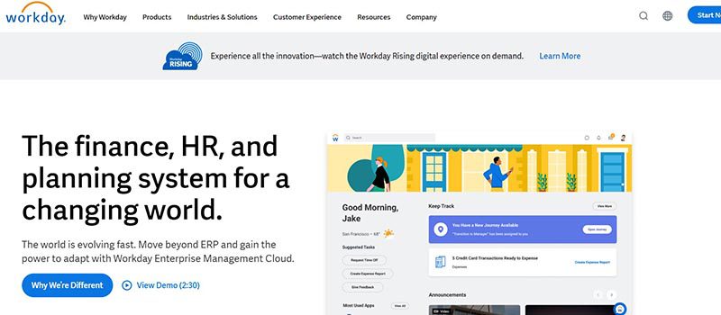 Workday HR homepage