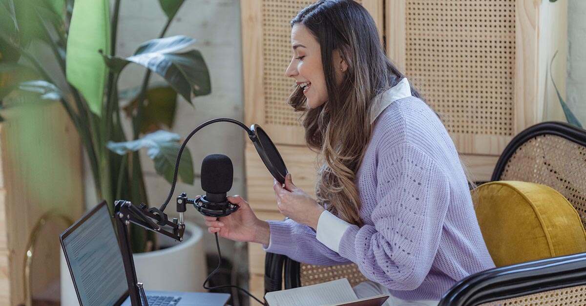 woman using a microphone