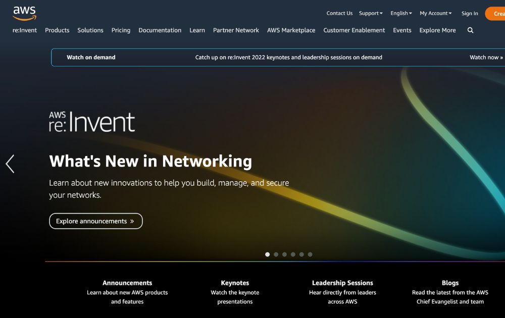 Amazon Web Services website screenshot