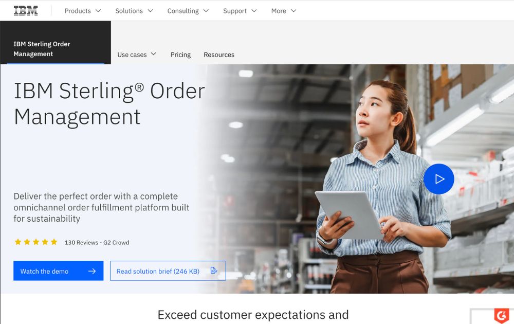IBM Sterling Order Management website screenshot