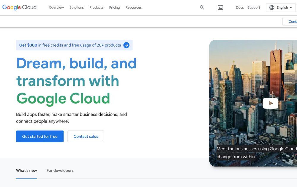 Google Cloud Platform website screenshot