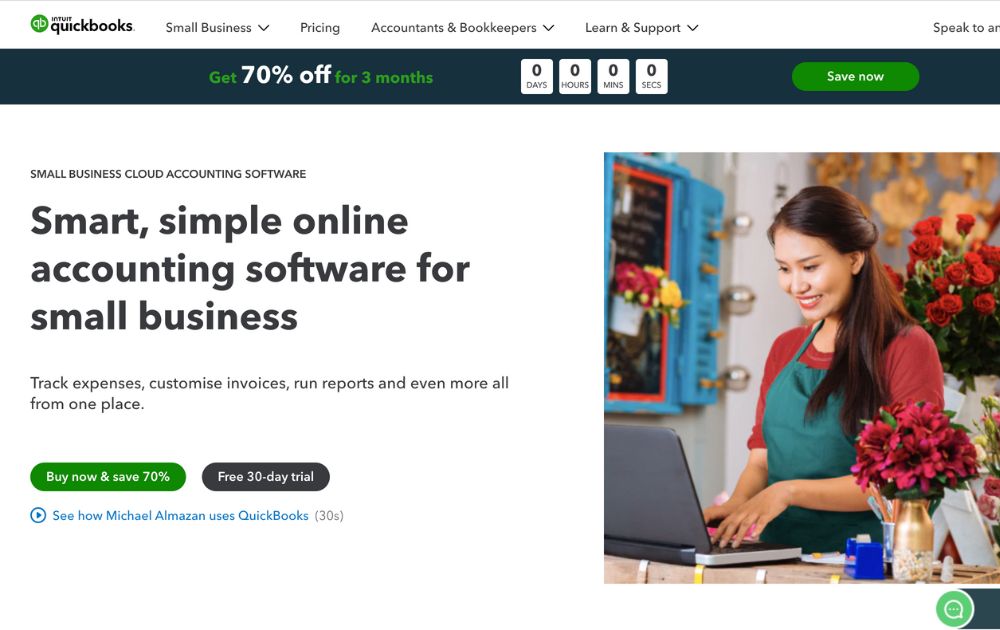 Quickbooks website screenshot