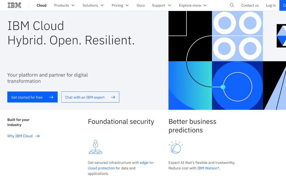 IBM Cloud website screenshot