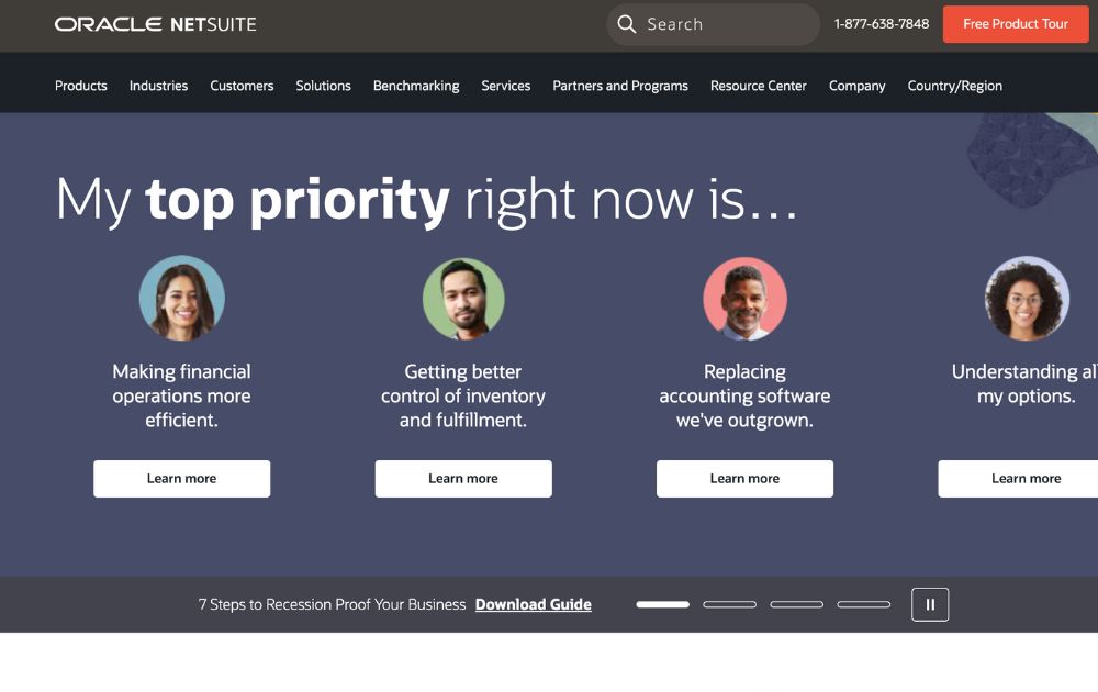 NetSuite website screenshot