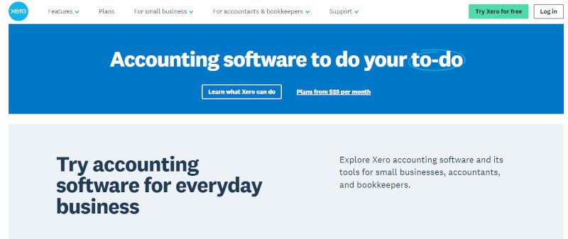 Xero website screenshot