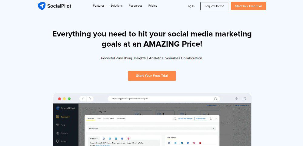 socialpilot website screenshot