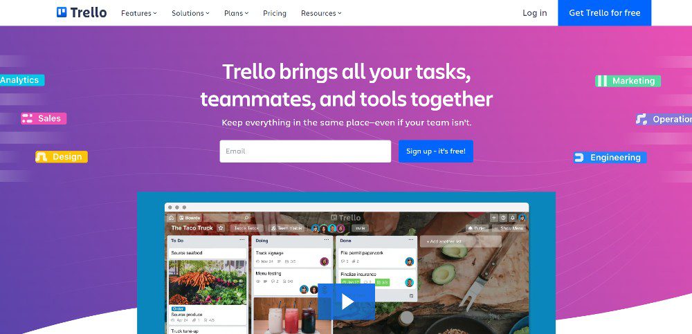 trello website screenshot