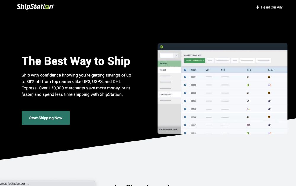 Shipstation website screenshot