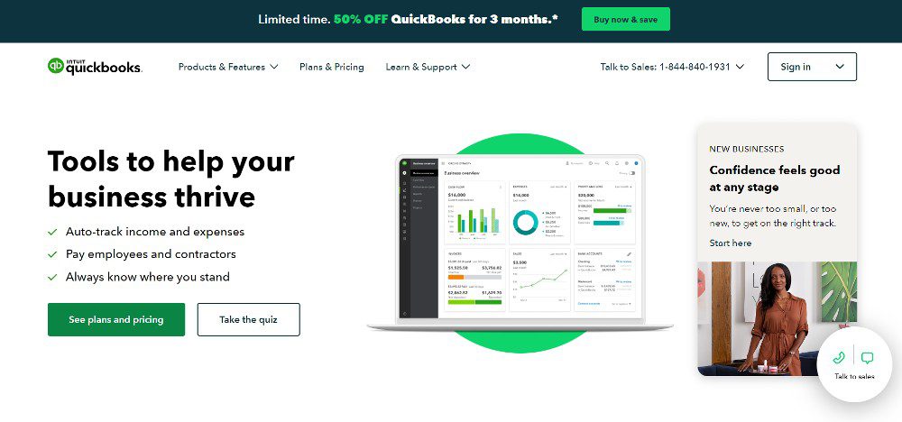 quickbooks website screenshot
