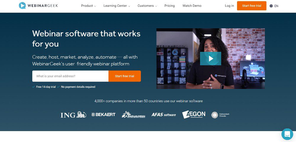 webinargeek website screenshot