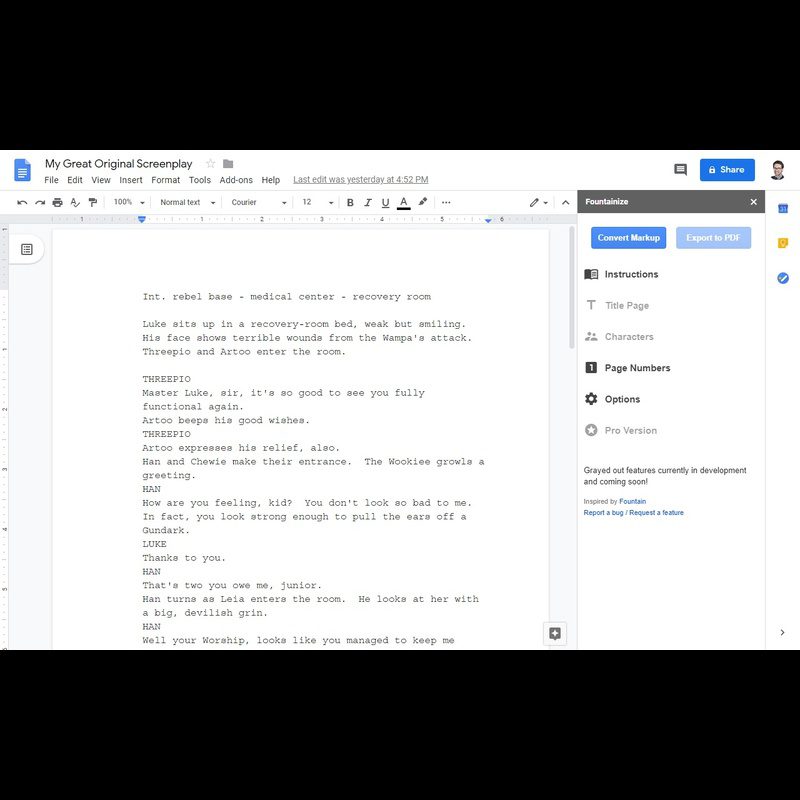 google docs screenshot