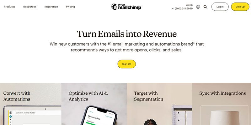 mailchimp website screenshot