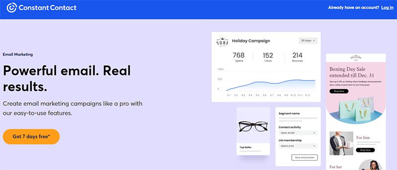 Constant Contact website screenshot