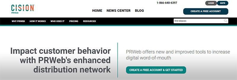 PRWeb screenshot