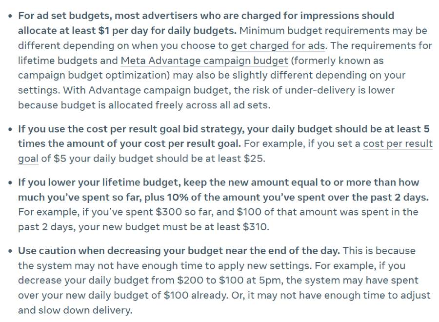ad budget screenshot