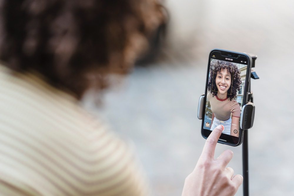 person streaming on a phone